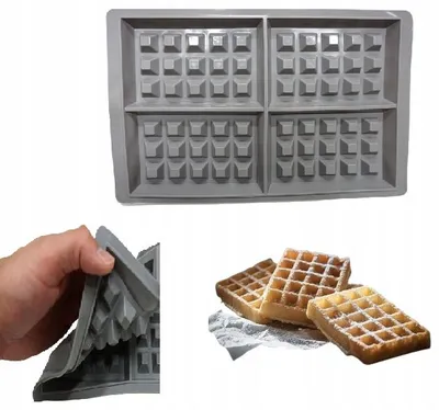 Produktbild von MTSidea Silikon Waffelform für 4 rechteckige Waffeln