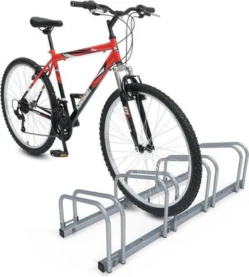 Produktbild von Famanu Fahrradständer für 4 Fahrräder - Wand- und Bodenmontage, verzinkter Stahl, silber