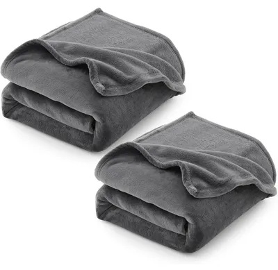 Immagine prodotto di Set di 2 coperte da divano, 150x200 cm, grigio, in flanella, morbide e adatte per tutte le stagioni