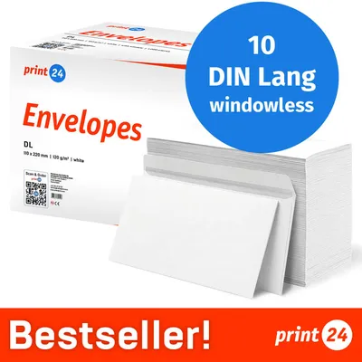 Immagine prodotto di NUOVO: print24 Buste senza finestra, DIN Lang, non stampate, 10 pezzi