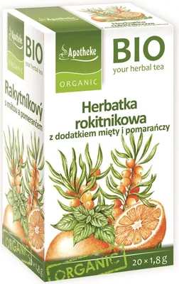 HERBATKA ROKITNIKOWA Z MIĘTĄ I POMARAŃCZĄ BIO (20 x 1,8 g) 36 g - APOTHEKE