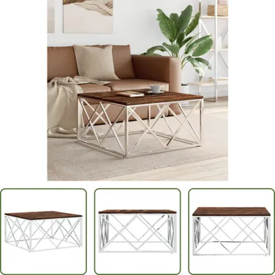Produktbild von The Living Store Couchtisch Edelstahl und Altholz Massiv