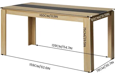 Produktbild von Esstisch Holztisch Küche 160x80x75cm Eiche-Schwarz