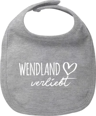 Produktbild von Huuraa Baby Lätzchen Wendland verliebt Heather Grey Klettverschluss  Baumwolle Latz Geschenkidee
