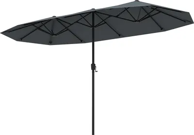 Immagine prodotto di COSTWAY ombrellone doppio 380x200cm con manovella e 12 robusti montanti, ombrellone grande XXL, ombrellone da giardino ombrellone da mercato antracite