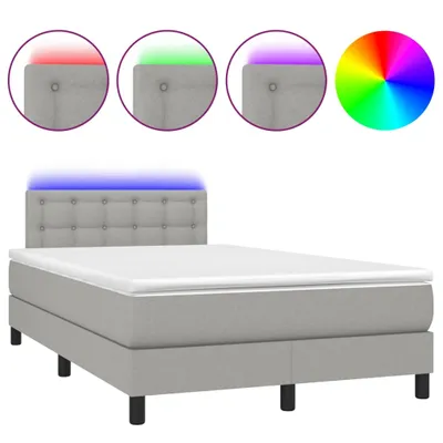 Obrázok produktu pre vidaXL Box spring posteľ s matracom a LED svetlo šedá 120x190 cm látka