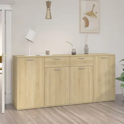 Produktbild von "Rabatt" Mehrzweckschrank/Vitrine/Sideboard - Modernes Design - Sonoma-Eiche 160x36x75 cm Holzwerkstoff - Kommoden CC3029