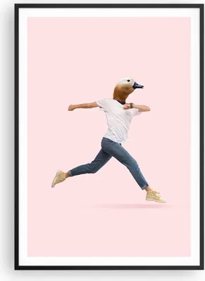 Produktbild von Gerahmtes Poster - Schwarzer Rahmen - Anthropomorphisierung Mensch Ente - 70x100 cm - Wand Bild - Wanddeko - Wandbilder - Kunstposter - Wandposter - Bilderrahmen - Bilder - P2BPA70x100-4597