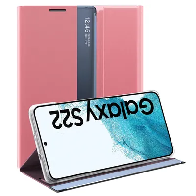 Obrázek produktu pro Samsung Galaxy S22 5G Pouzdro, Slim Flip Kožené Pouzdro s Okénkem a Stojánkem pro Galaxy S22 5G Růžový