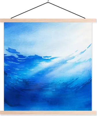 Produktbild von MuchoWow® Textilposter Ozean - Sonne - Blau 60x60 cm mit holzfarbenen Rahmen - Wanddekoration