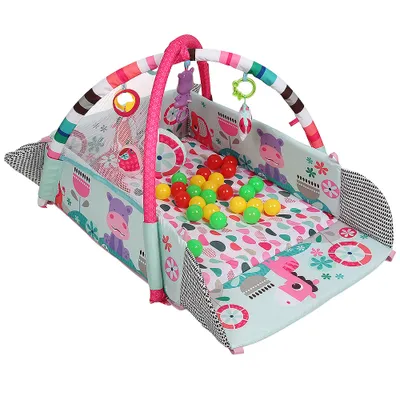 Image de Tapis d'éveil avec arche de jeu et 30 balles sensorielles Tapis d'éveil interactif pour bébé