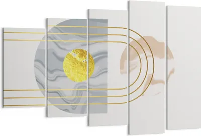 Produktbild von Bild auf Leinwand - Leinwandbild - 5 Teile - Modern Gold abstrakt - 150x100cm - Wand Bild - Wanddeko - Wandbilder - Leinwanddruck - Bilder - Wanddekoration - Leinwand bilder - EG150x100-4574