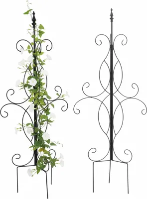 Produktbild von Relaxdays Rankhilfe, 2er Set, HBT 116 x 45 x 45 cm, Rankgitter für Kletterpflanzen, Metall, Garten, freistehend, schwarz