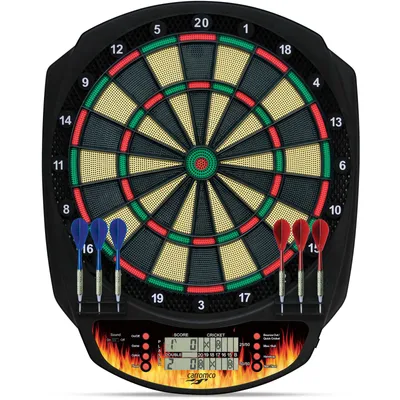 Produktbild von Carromco Elektronik Dartboard Toledo-301 3-Loch Abstand rot-grün-beige-schwarz 8 Spieler mit Softdarts,  43 Spielen 320 Variationen