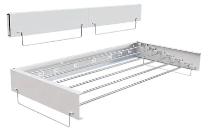Produktbild von Wand-Wäschetrockner - Klappbarer Wäscheständer - 80 cm - 5 Stangen - Ausziehbar - Platzsparend - Für Bad & Balkon - Stahl