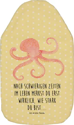 Produktbild von Mr. & Mrs. Panda Wärmekissen Tintenfisch - Gelb Pastell - Geschenk, bettwärmflasche, Wasser, Wärmflaschen, Wärmflasche, Krake, Bettflasche, Lustige Sprüche, Ozean, Meer