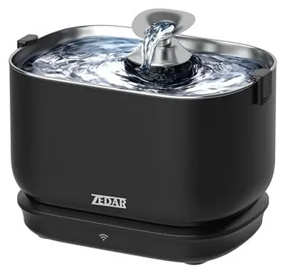 Image de Fontaine à eau sans fil en acier inoxydable Zedar WF600 pour chats ou chiens, avec application mobile - Inclut 3 filtres - Fontaine pour chats - Fonctionnement silencieux - Fontaine à eau pour chats et chiens