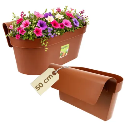Produktbild von Geländerkasten Balkon mit Wasserspeicher Blumentopf Zaun Blumenkasten Geländer Balkontopf Terracotta Balkonkasten Blumenkasten Balkongeländer Balkon Pflanzkasten