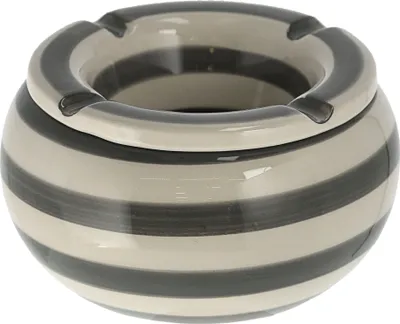 Produktbild von Aschenbecher - grau/weiß - gestreift - Dolomit - 13,5 cm - Sturm-Aschenbecher - Außen-Aschenbecher - Raucherzubehör