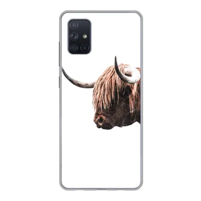Produktbild von MuchoWow® Handyhülle Schutzhülle Hülle für Samsung Galaxy A71 Schottischer Highlander - Hoorn - Porträt Silikon Softcase Handy Hülle - Kartenbesitzer