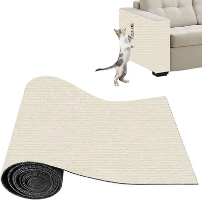 Produktbild von PolkaHome® Kratzmatte selbstklebend für Katzen, Kratzschutz für Sofa und Möbel, zuschneidbar, 30 x 100 cm, Beige