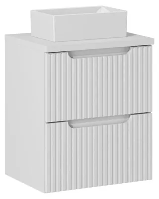 Produktbild von Badezimmer-Set VANO weiß 50cm: Unterschrank mit Schubladen + weiße Waschtischplatte + rechteckiges Aufsatzbecken