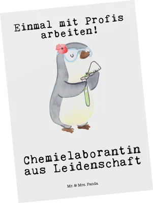 Produktbild von Mr. & Mrs. Panda Postkarte Chemielaborantin Leidenschaft - Weiß - Geschenk, Ansichtskarten, Grußkarte, Ansichtskarte, Spruch, Forschung, Beruf, Labor, Postkarten, Studium