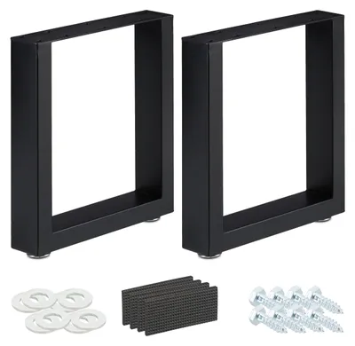 Productafbeelding van Relaxdays Tafelpoten, set van 2, BxH: 40x43 cm, metalen tafelpoten voor bureau, eettafel, salontafel, industriële stijl, zwart