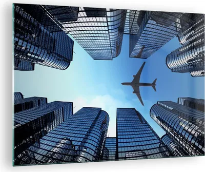 Produktbild von Bilder auf glas - Himmel Stadt Agglomeration Wolkenkratzer - 70x50cm - Glasbilder - Wandbilder - Kunstdruck - Wanddekoration aus Glas - Glas Bilder - Wandbild auf Glas - GAA70x50-2556