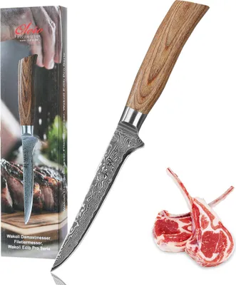 Produktbild von Wakoli EDIB Pro Damast Ausbeinmesser I 14cm Klinge I Pakkaholzgriff