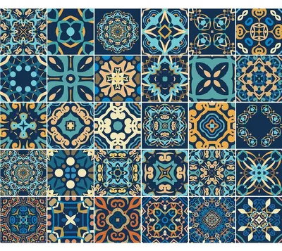 Zdjęcie produktu dla Samoprzylepne naklejki na płytki do kuchni i łazienki – 30 naklejek w stylu Azulejos Domitia – 30 naklejek, 10 x 10 cm