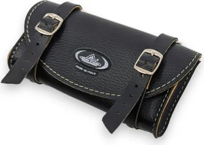 Produktbild von SMG Retro Sattel-Tasche Kunstleder Vintage Fahrrad-Satteltasche Schwarz