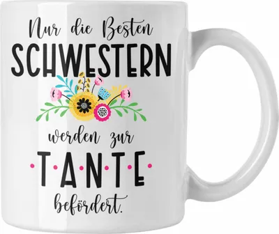 Produktbild von Trendation - Du Wirst Tante Tasse 2023 Verkündung Schwangerschaft Überraschung Baby Ankündigung Tante (Weiß)