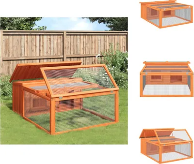 Immagine prodotto di vidaXL Conigliera marrone 117,5x97x47,5 cm in legno di pino massiccio - Habitat e recinti per piccoli animali