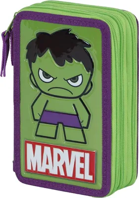 Immagine prodotto di Astuccio per matite Marvel Hulk - astuccio grande a 3 scomparti, completamente riempito, 14 x 21 cm