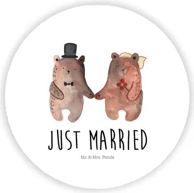 Produktbild von Mr. & Mrs. Panda Kühlschrankmagnet Bär Heirat - Weiß - Geschenk, Verheiratet Heirate Hochzeit Hochzeitsgeschenk Hochzeitspaar, Teddy, magnet, für magnettafel, pinnwand
