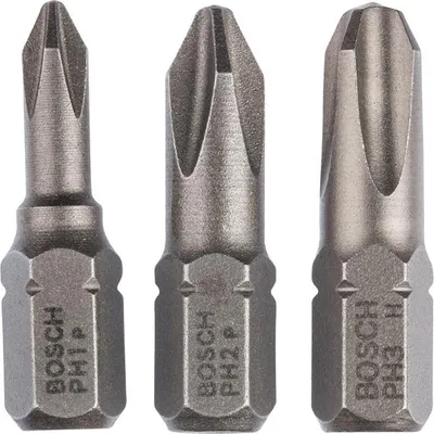 Produktbild von Schrauberbit-Set, Extra Hard, 3-tlg., PH1, PH2, PH3, 25 mm