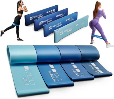 Obrázek produktu pro Fitness gumy Hop-Sport Latexové odporové gumy - odporové gumy se čtyřmi různými úrovněmi odporu