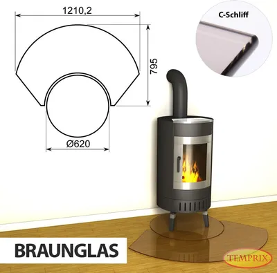 Produktbild von AKTION ! Kaminbodenplatte & Funkenschutzplatte - Funkenschutz für Kamin & Ofen - geteilte Saisonplatte Winnipeg - Braunglas