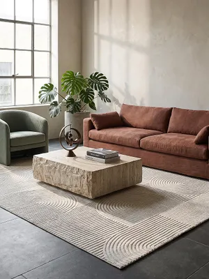 Teppich Creme rechteckig Editorial Styling_#sku_BARK72277-BARK72281-BARK72285-BARK72289-BARK72293#