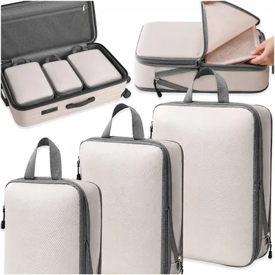 Produktbild von 3x Kompressions Packwürfel Koffer Organizer Reisezubehör Kleidertaschen Set