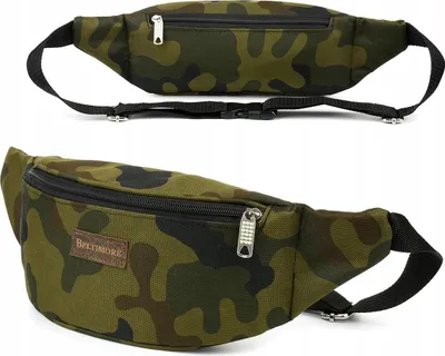 Produktbild von Große Bauchtasche Camouflage 40x10x7 cm mit Reißverschluss und verstellbarem Gurt
