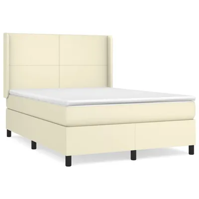Zdjęcie produktu dla vidaXL Łóżko sprężynowe z materacem kremowe 140x190 cm imitacja skóry