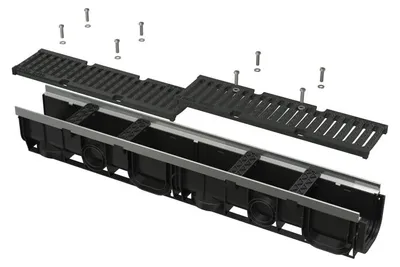 Obrázek produktu pro Venkovní žlab 100 mm s kovovým rám Alcadrain (Alcaplast) em a litinovým roštem D400 AVZ103-R201