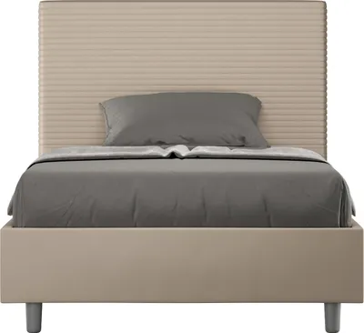 Produktbild von ITYHOME - Gepolstertes Bett mit Bettkasten 120x190 mit Kunstlederbezug Taubengrau Focus