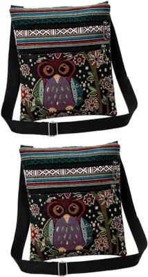 Produktbild von Kleine Boho Schultertas mit Eulendruck für Damen