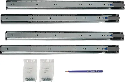 Produktbild von Schubladenschienen 650mm softclose Kugelführung - Vollauszug mit integrierter Dämpfung, 32-Systemlochung - 2 Paar