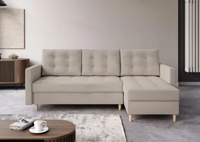 Produktbild von FurMeb24 - Ecksofa DIVO L - Skandinavisch , Sofa mit  2 Bettk€sten und Schlaffunktion - PAROS 02