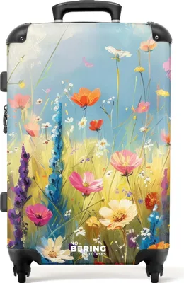 Produktbild von NoBoringSuitcases.com® Großer Koffer - Bunte Blumen - Kombinationsschloss TSA - Hartschalen Trolley 4 Rollen - 72 liter - Reisekoffer - 66 cmKoffer Mittelgroß 67x43x25 cm, 72L,