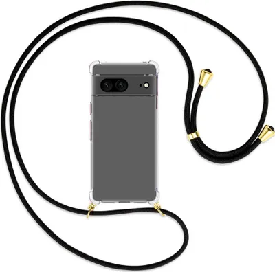 Produktbild von Handykette Backcover-Schutzhülle mit Band (Metall goldfarben) für Google Pixel 7 - schwarz